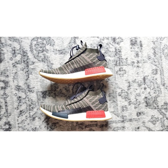 Adidas NMD TS1 Primeknit Shoes Night Cargo Base Green Black Sneakers Men's Sz 10 - Picture 5 of 11